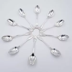 10 antique silver plated coffee spoons Boulenger France 1920