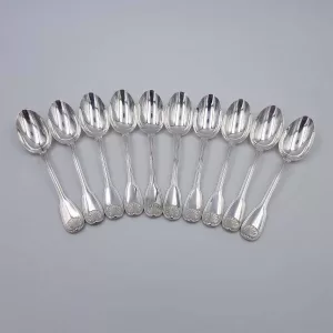 10 antique silver plated coffee spoons Boulenger France 1920