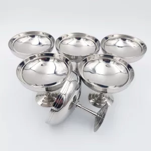 6 vintage Dessert bowls Ice cream cups Small champagne cups 1970 1980 stainless steel 12cl Letang Remy Classic XL