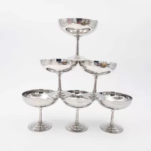 6x2oz vintage silver champagne cups dessert goblets ice cream cups 1970 stainless steel