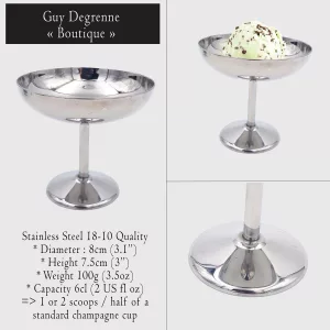 6x2oz vintage Dessert bowls Ice cream cups Champagne cups 1970 1980 stainless steel Guy Degrenne Boutique Bright 6cl