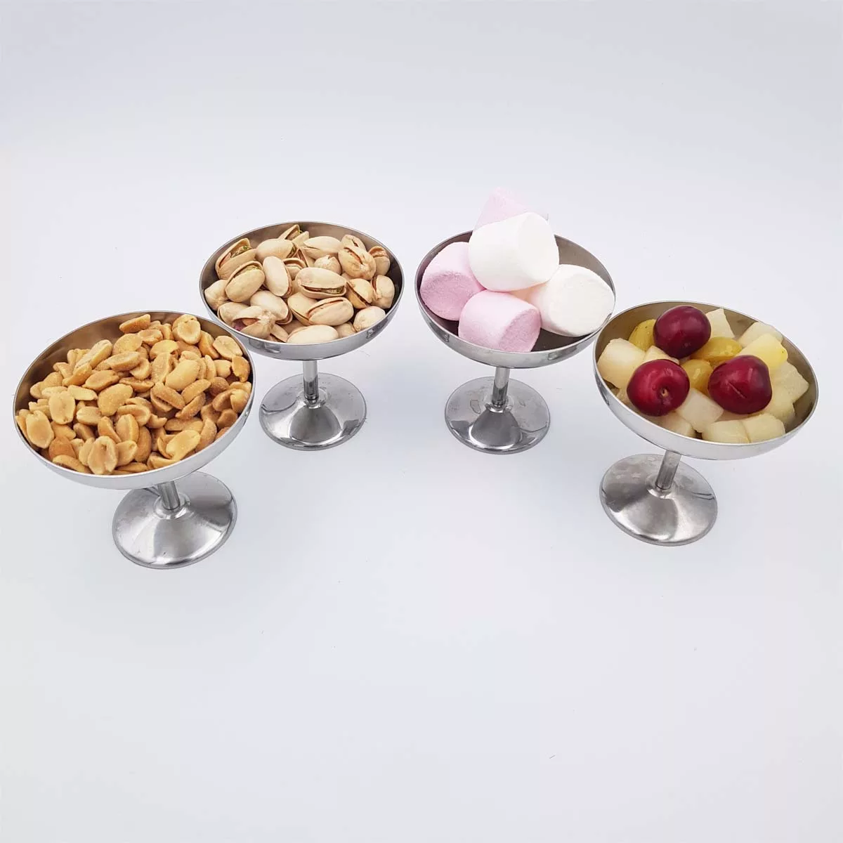 6x2oz vintage Dessert bowls Ice cream cups Champagne cups 1970 1980 stainless steel Guy Degrenne Boutique Bright 6cl