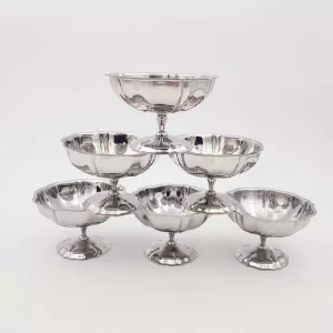 6x2oz vintage Dessert bowls Ice cream cups Champagne cups 1970 1980 stainless steel Jean Couzon Regency 6cl