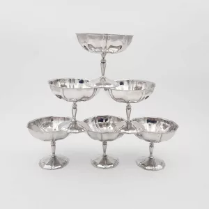6x2oz vintage Dessert bowls Ice cream cups Champagne cups 1970 1980 stainless steel Toutinox 6cl