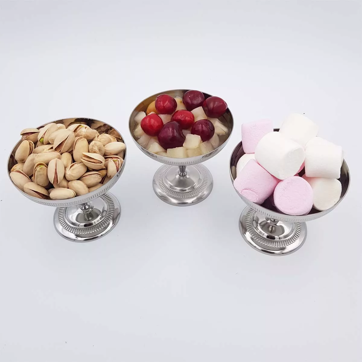 6x4oz vintage Dessert bowls Ice cream cups Champagne cups 1970 1980 stainless steel Jean Couzon Ambassador 12cl