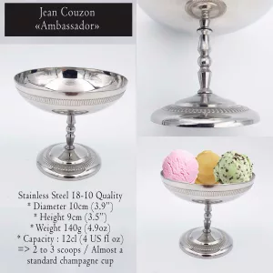 6x4oz vintage Dessert bowls Ice cream cups Champagne cups 1970 1980 stainless steel Jean Couzon Ambassador 12cl