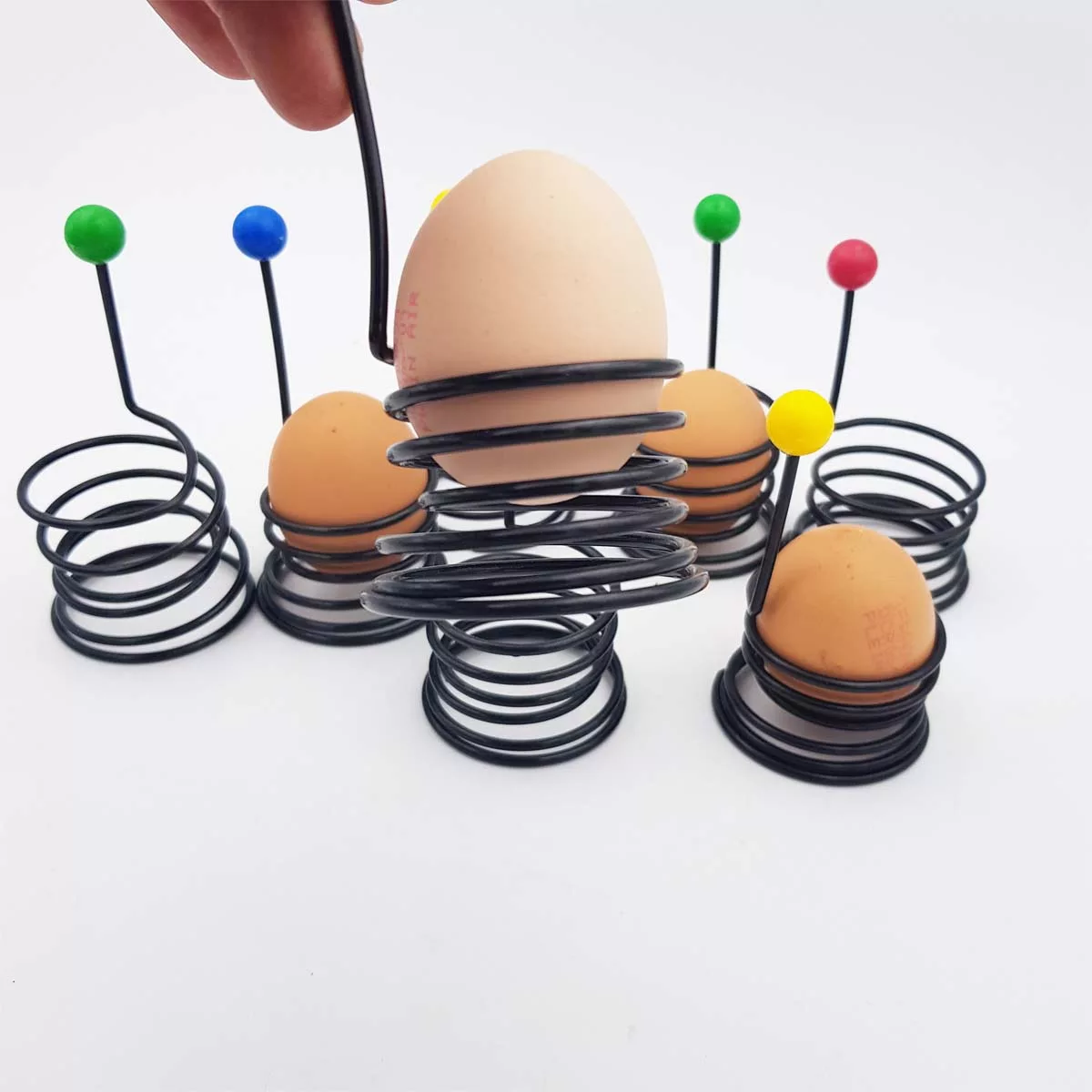 8 Vintage eggcups multicolor spiral memphis 1980s