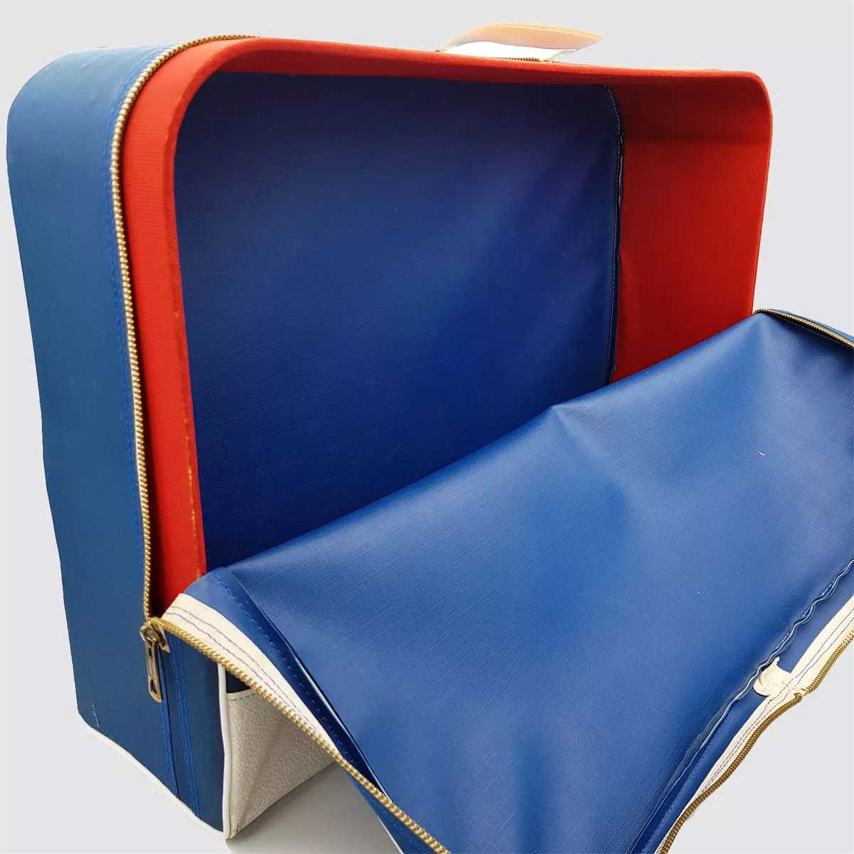 Air France 1970s vintage suitcase fabric and plastic