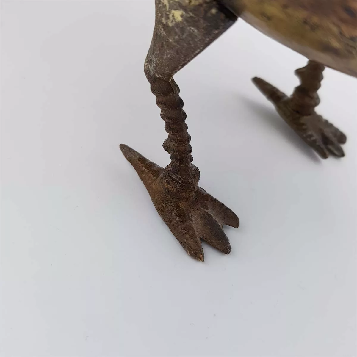 Antique big brass inkwell shape of a peacock 1950