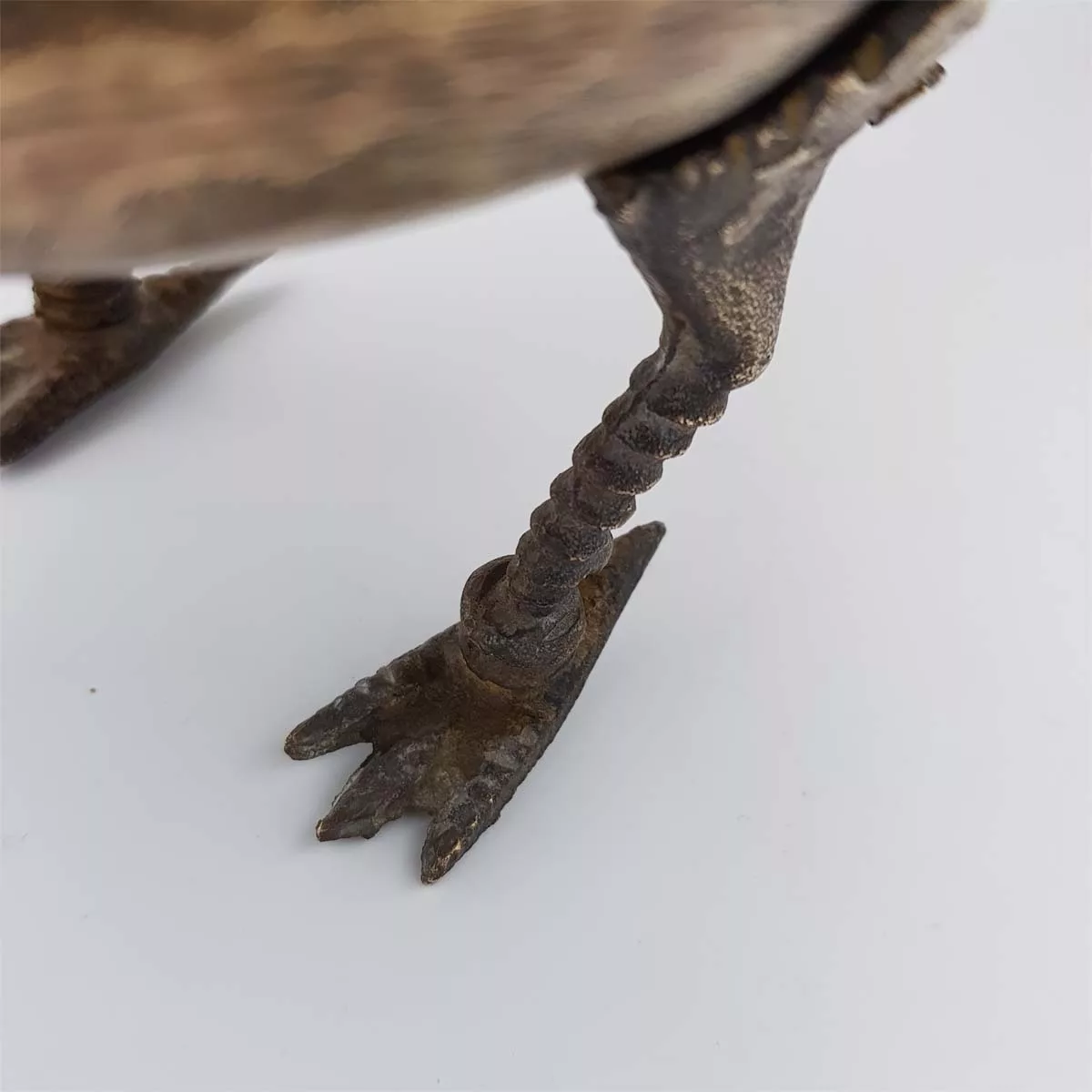 Antique big brass inkwell shape of a peacock 1950