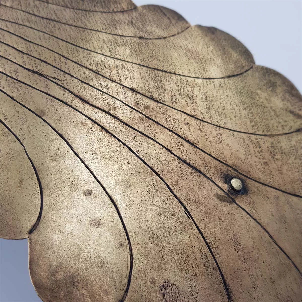 Antique big brass inkwell shape of a peacock 1950
