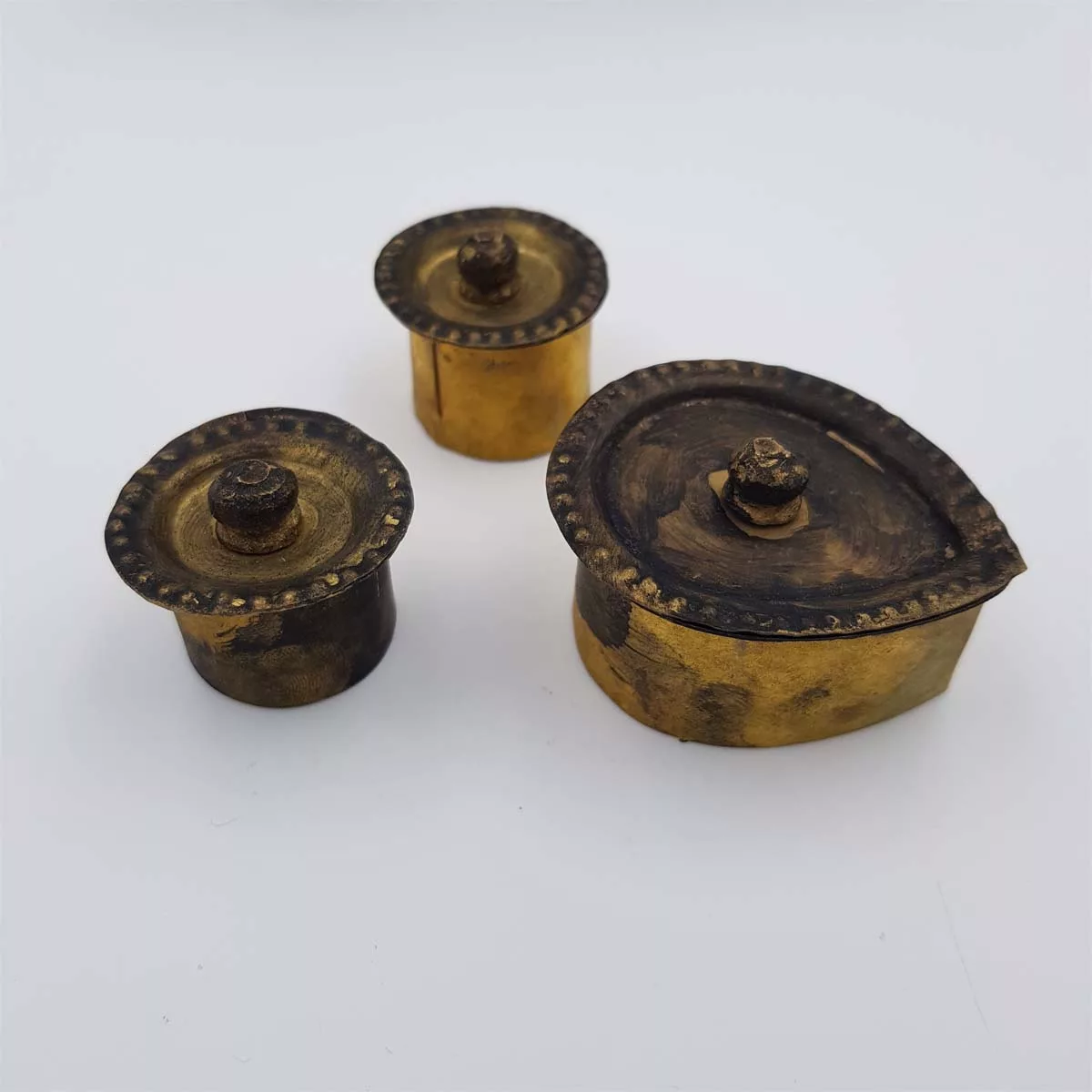 Antique big brass inkwell shape of a peacock 1950