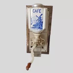 Wall coffee grinder hand crank ceramic vintage France 1950