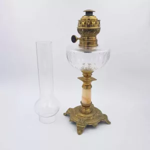 Antique oil lamp france 19th century brass cristal onyx