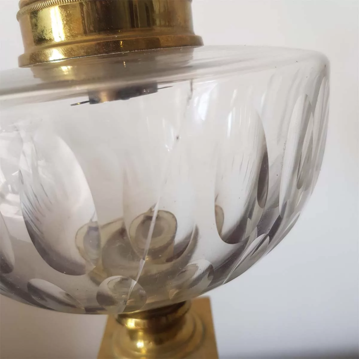 Antique oil lamp france 19th century brass cristal onyx