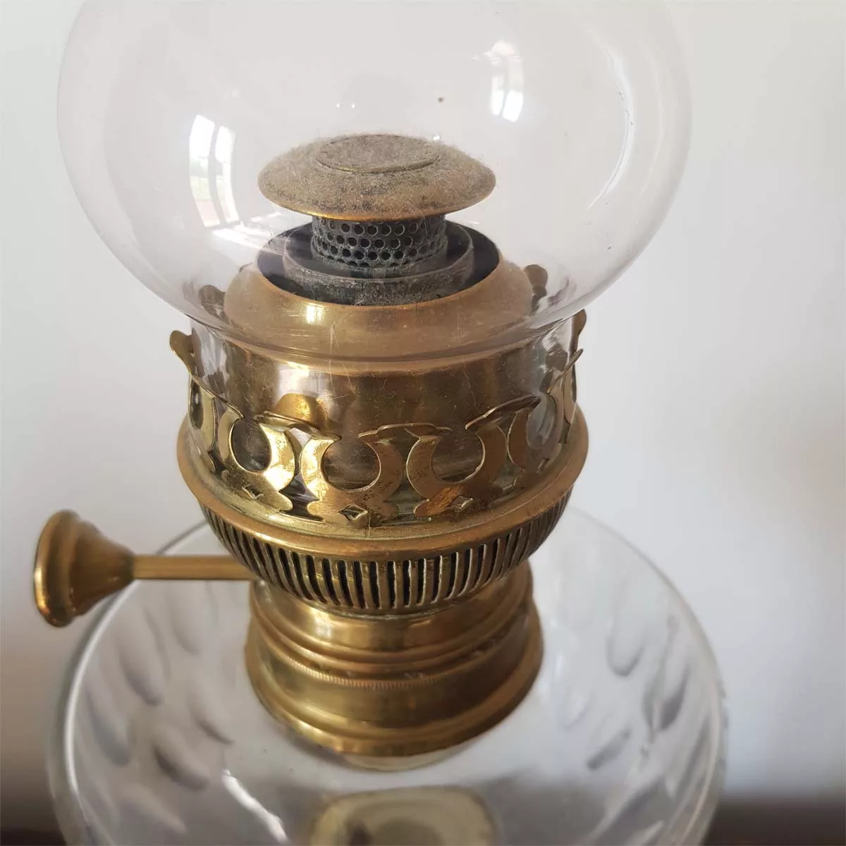 Antique oil lamp france 19th century brass cristal onyx