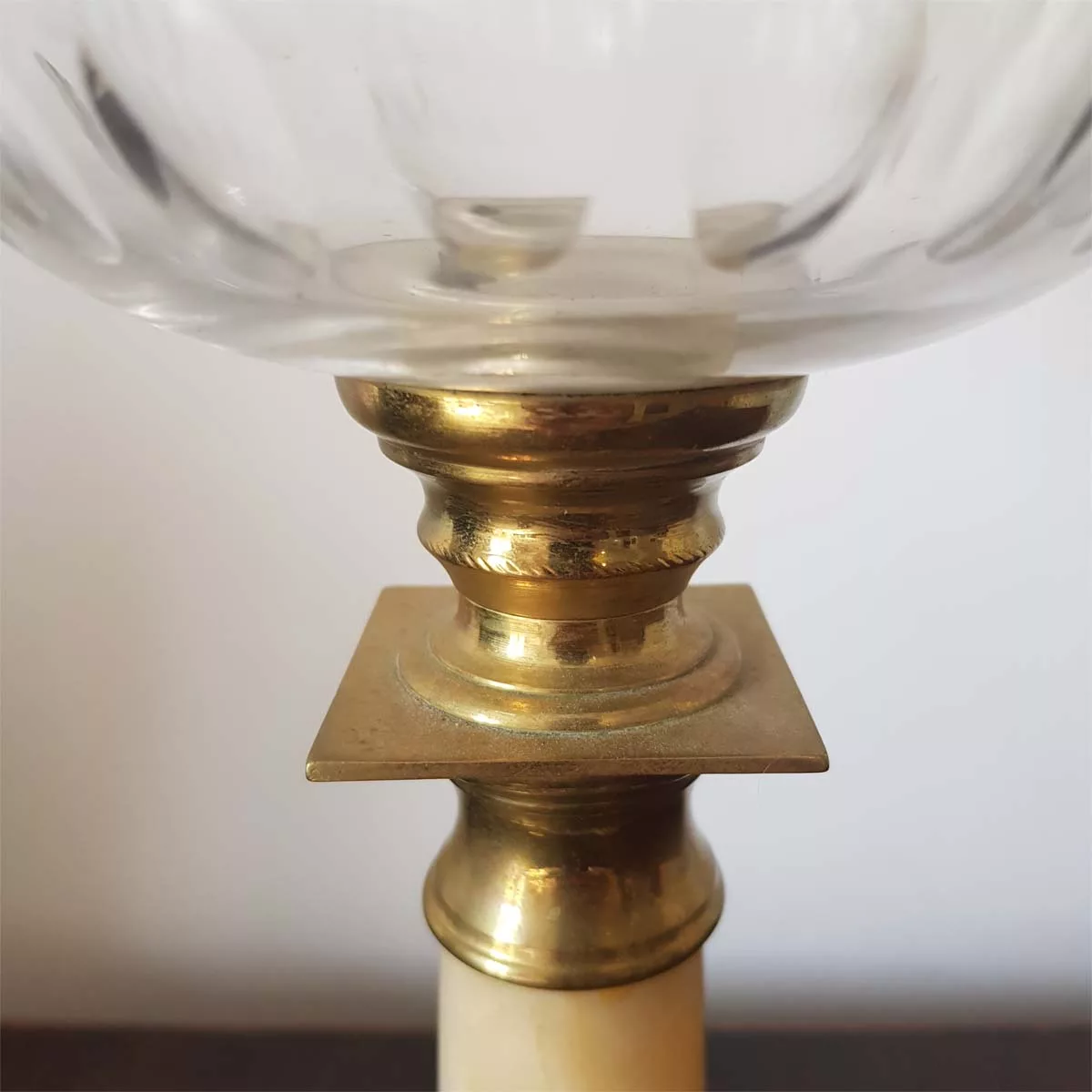 Antique oil lamp france 19th century brass cristal onyx