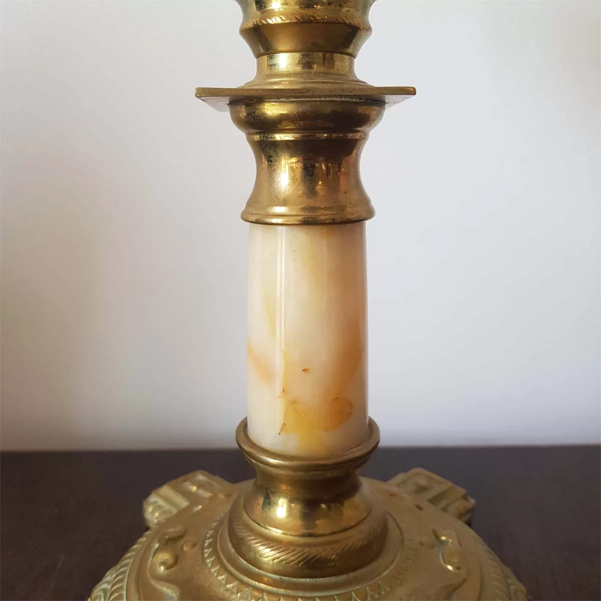 Antique oil lamp france 19th century brass cristal onyx