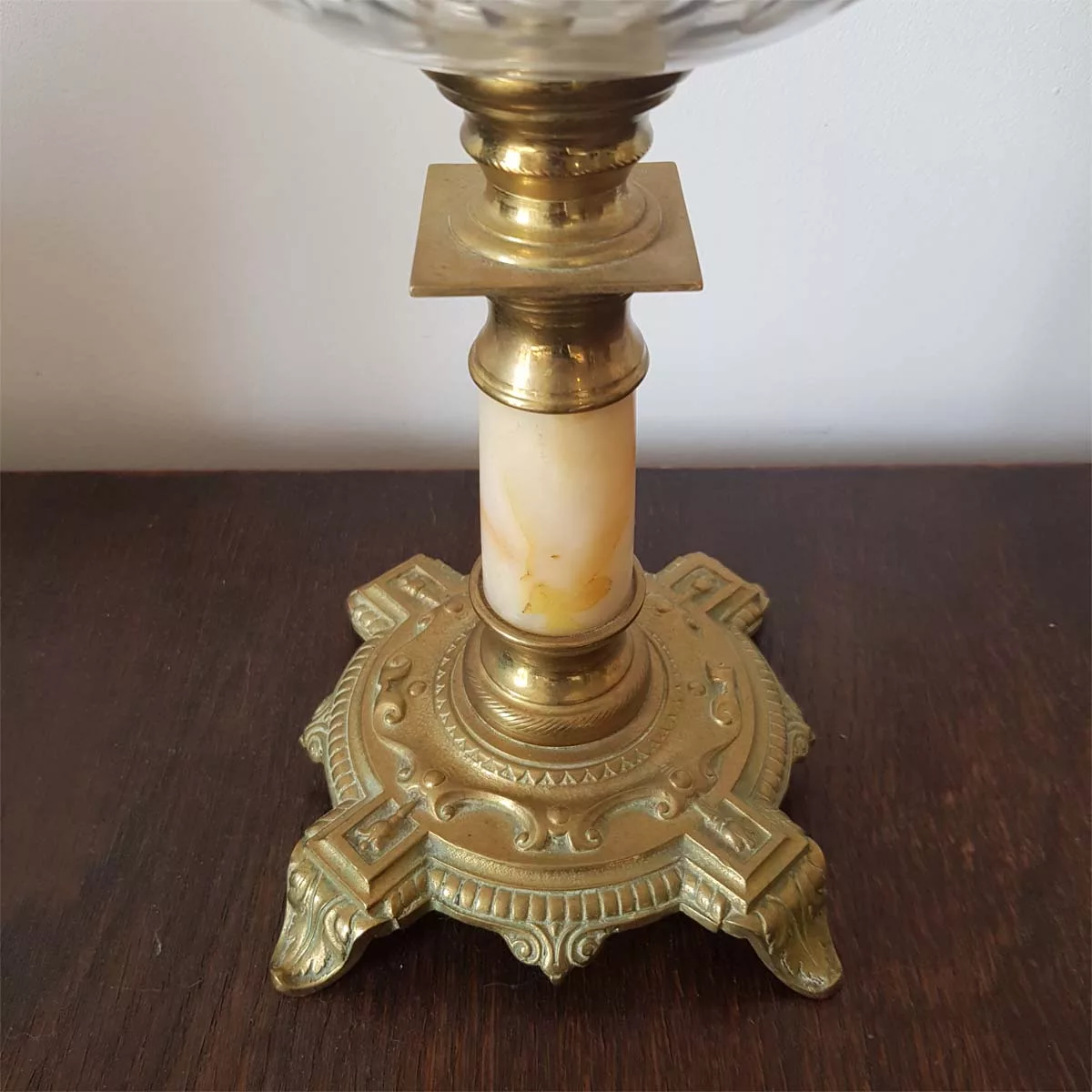 Antique oil lamp france 19th century brass cristal onyx
