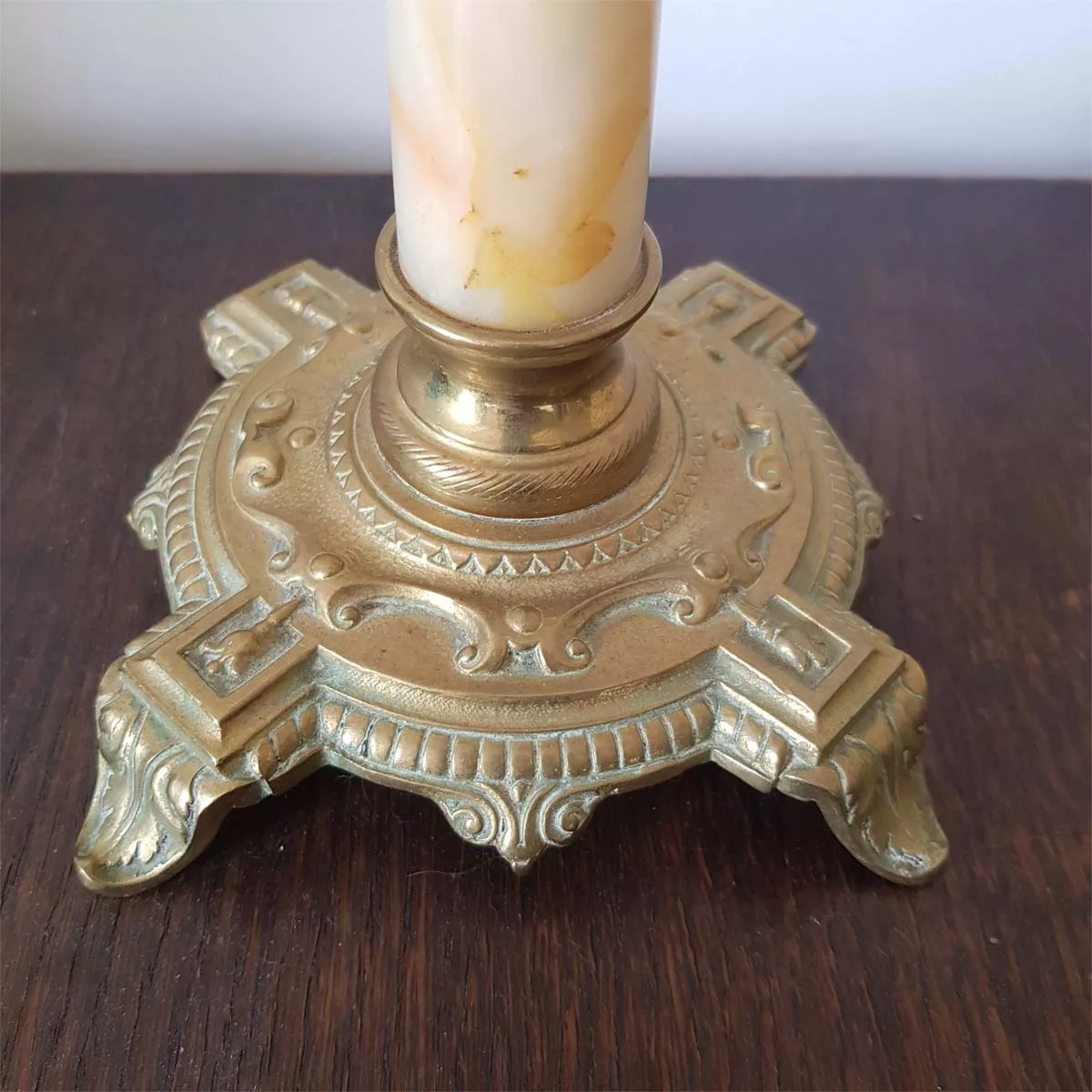 Antique oil lamp france 19th century brass cristal onyx