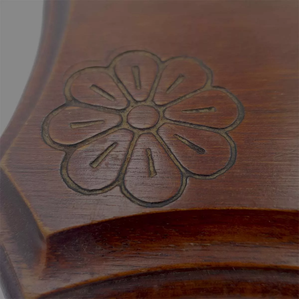 Antique trivet wooden engraved central rosette medallion