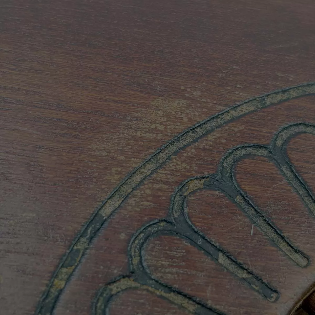 Antique trivet wooden engraved central rosette medallion