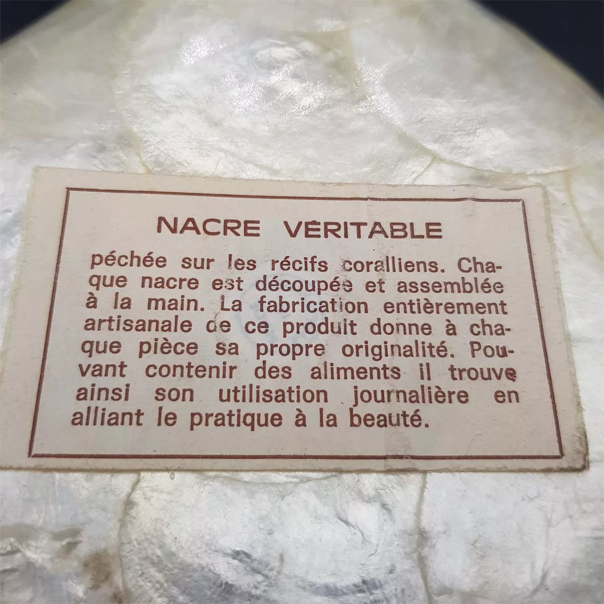 Aperitive serving set bowls and coasters mother of pearl vintage France