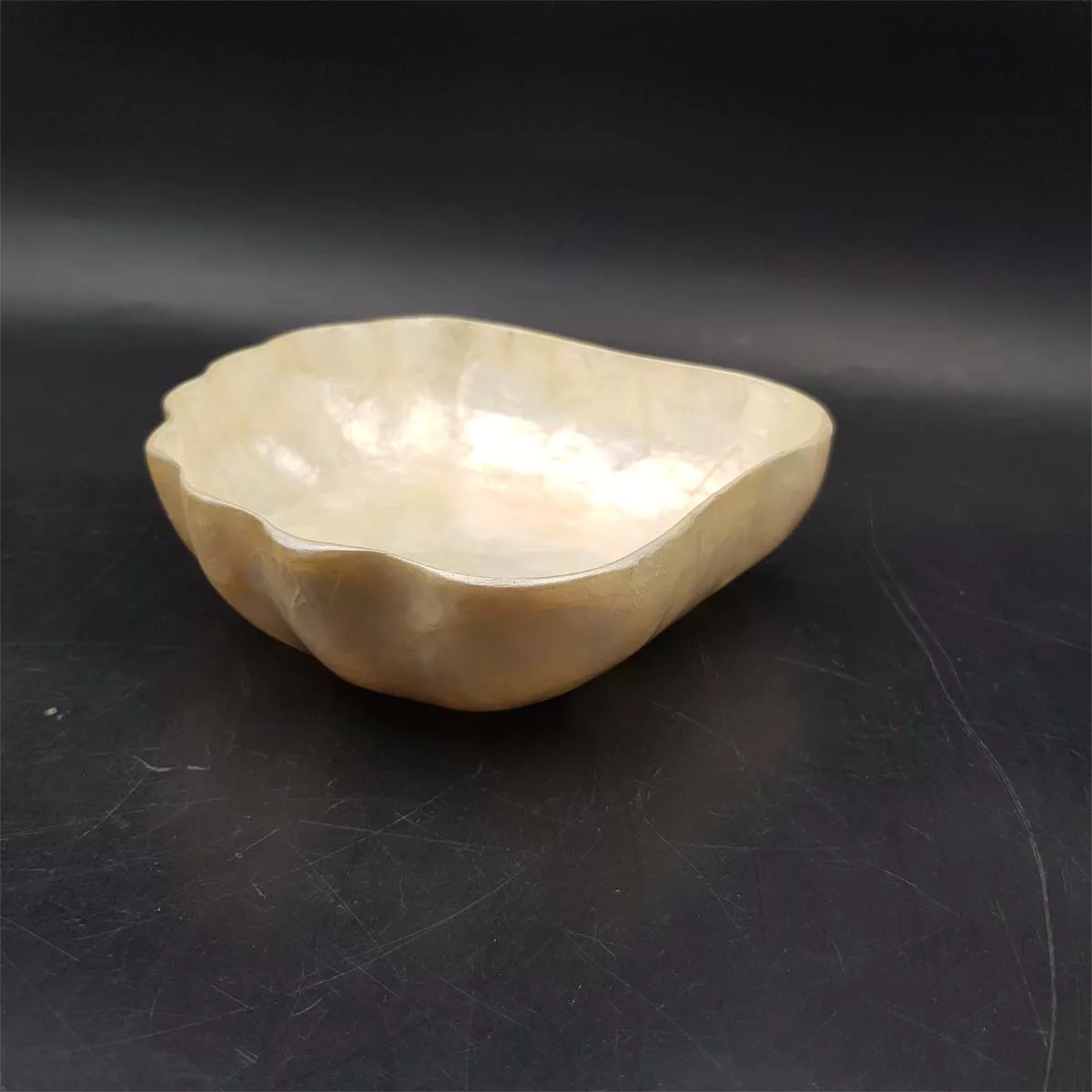 Aperitive serving set bowls and coasters mother of pearl vintage France