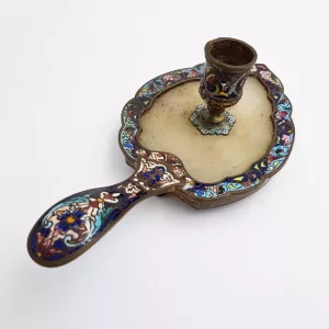 Candlestick Bronze and polychrome cloisonne enamel 19th century France