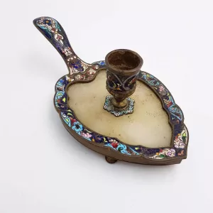 Candlestick Bronze and polychrome cloisonne enamel 19th century France