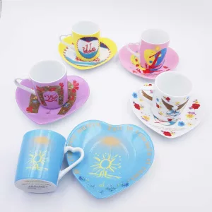 Coffee set Limoges Deshoulieres x Salvador Dali Auca shape of hearts