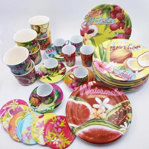 Genevieve Lethu Bondi Beach coffee cups plates bowls coasters tropical fruits theme