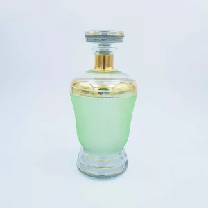 Grainy textured green & gilt liquor set 7p vintage France