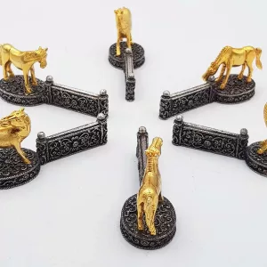 Knife rests horse jumping silver and gilt plated vintage France