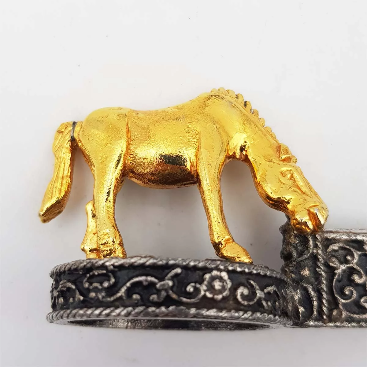 Knife rests horse jumping silver and gilt plated vintage France