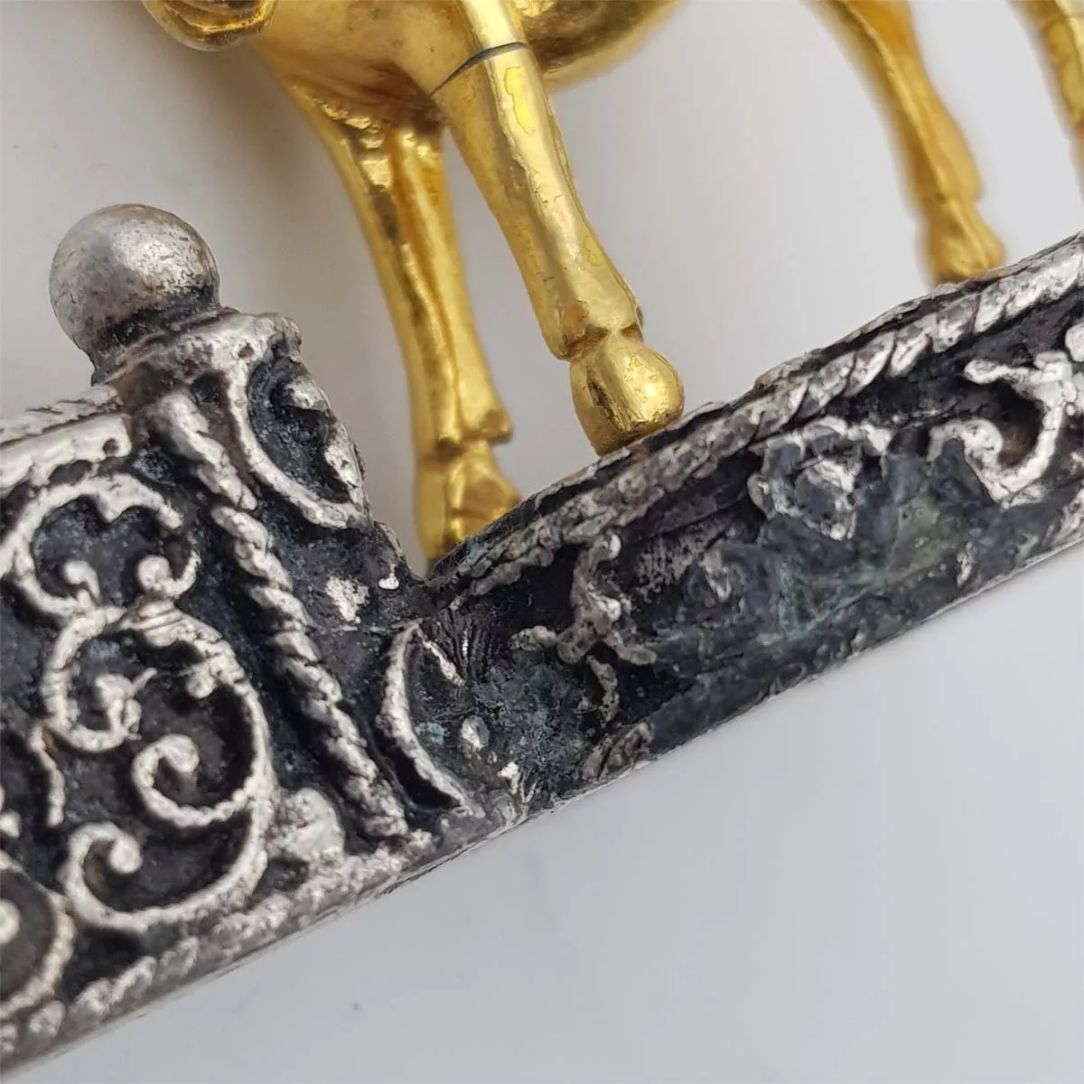 Knife rests horse jumping silver and gilt plated vintage France