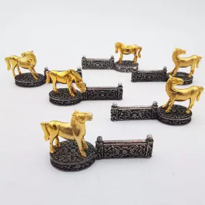 Knife rests horse jumping silver and gilt plated vintage France