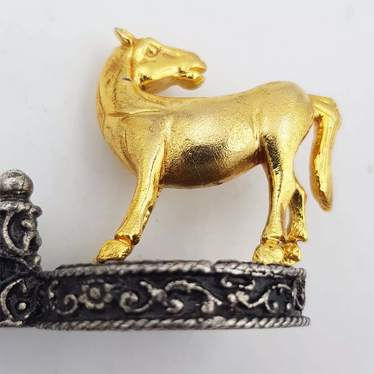 Knife rests horse jumping silver and gilt plated vintage France
