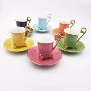Multicolor coffee set 6p porcelain Genevieve Lethu