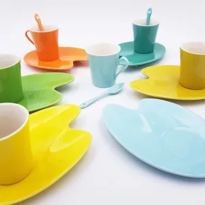Multicolor coffee set 6p porcelain Genevieve Lethu Artist Collection