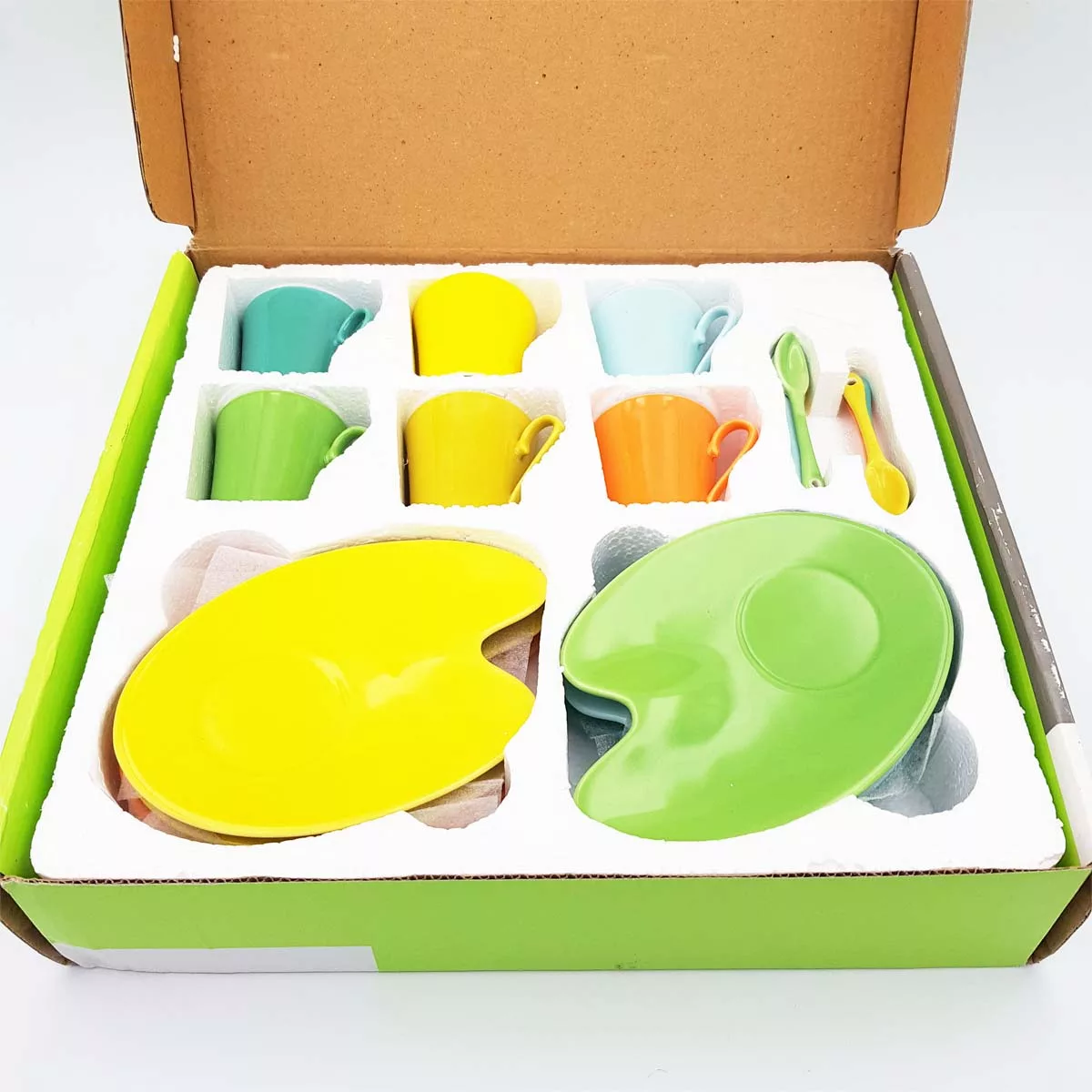 Multicolor coffee set 6p porcelain Genevieve Lethu Artist Collection