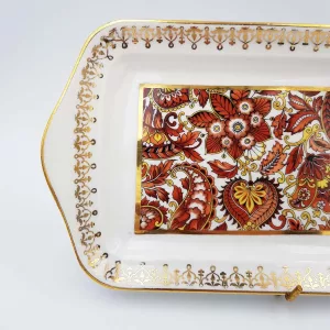 Rectangular Cake dish Pillivuyt porcelain paisley patterns