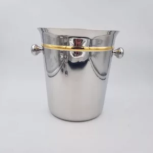 Steel and gold champagne cooler bucket 1980 Jean Couzon France