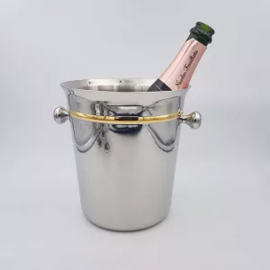 Steel and gold champagne cooler bucket 1980 Jean Couzon France
