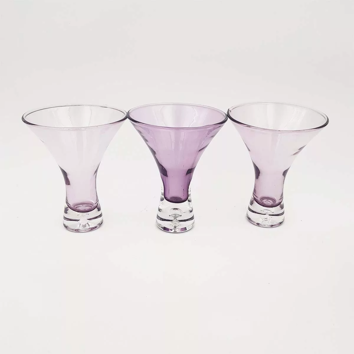 Vintage multicolor martini glasses cocktail glasses with bubbles
