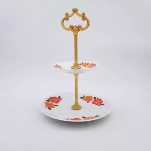 Vintage porcelaine cake stand 1970s seventies flowers Marktleuthen Bavaria
