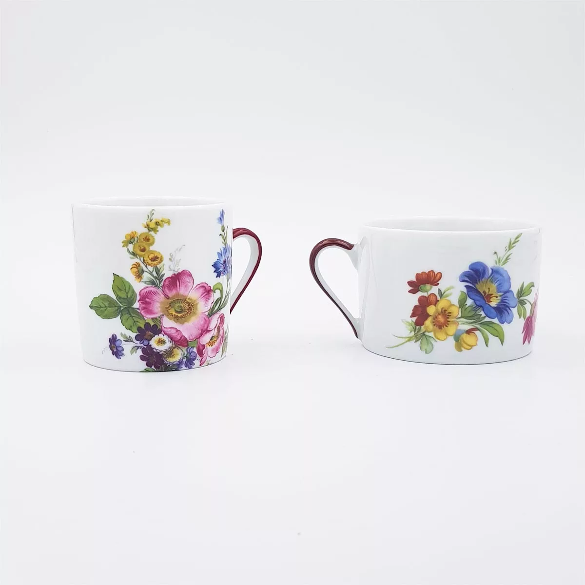 Coffee cup Tea cup porcelaine flower decoration Philippe Deshoulieres Fleurs de Baudelaire