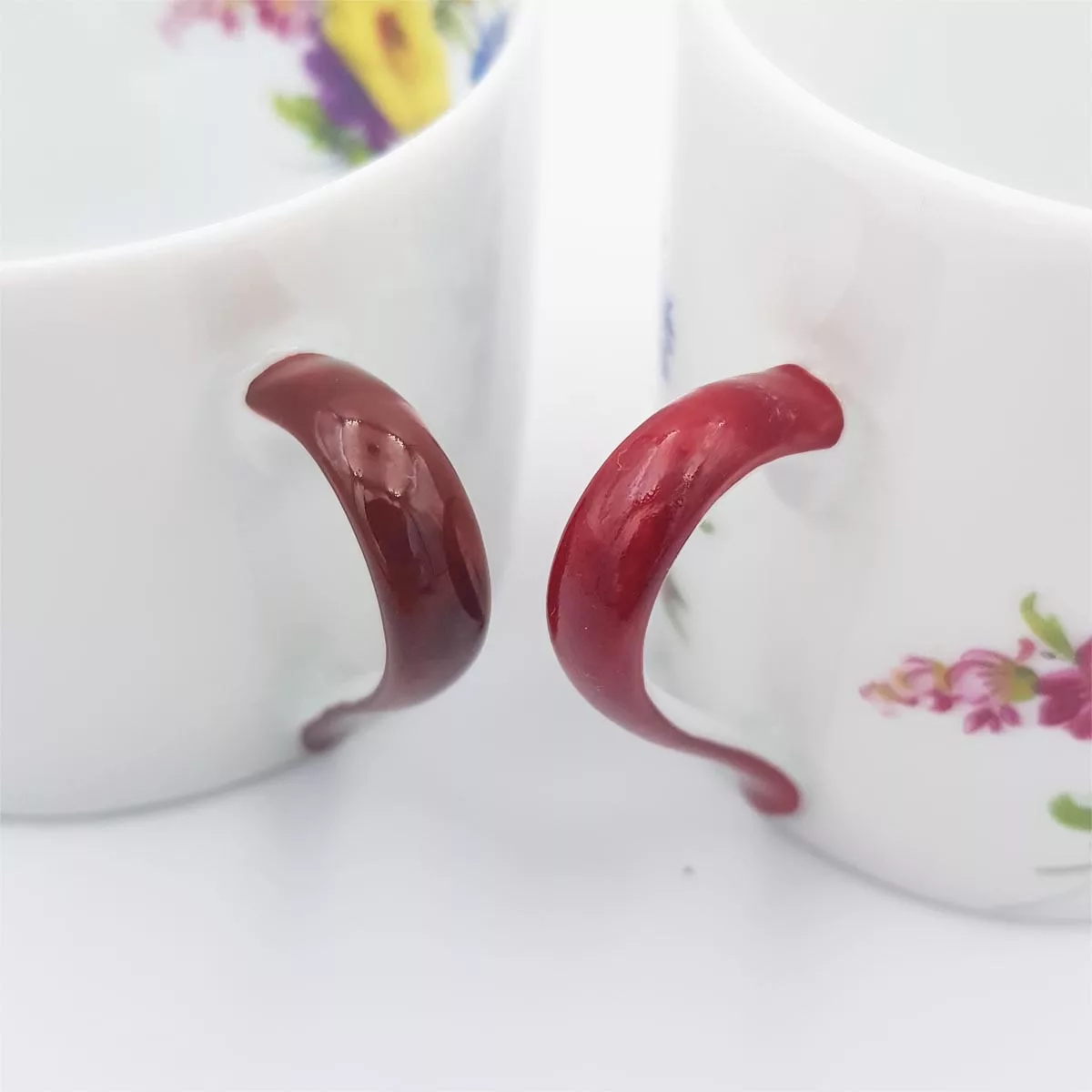 Coffee cup Tea cup porcelaine flower decoration Philippe Deshoulieres Fleurs de Baudelaire