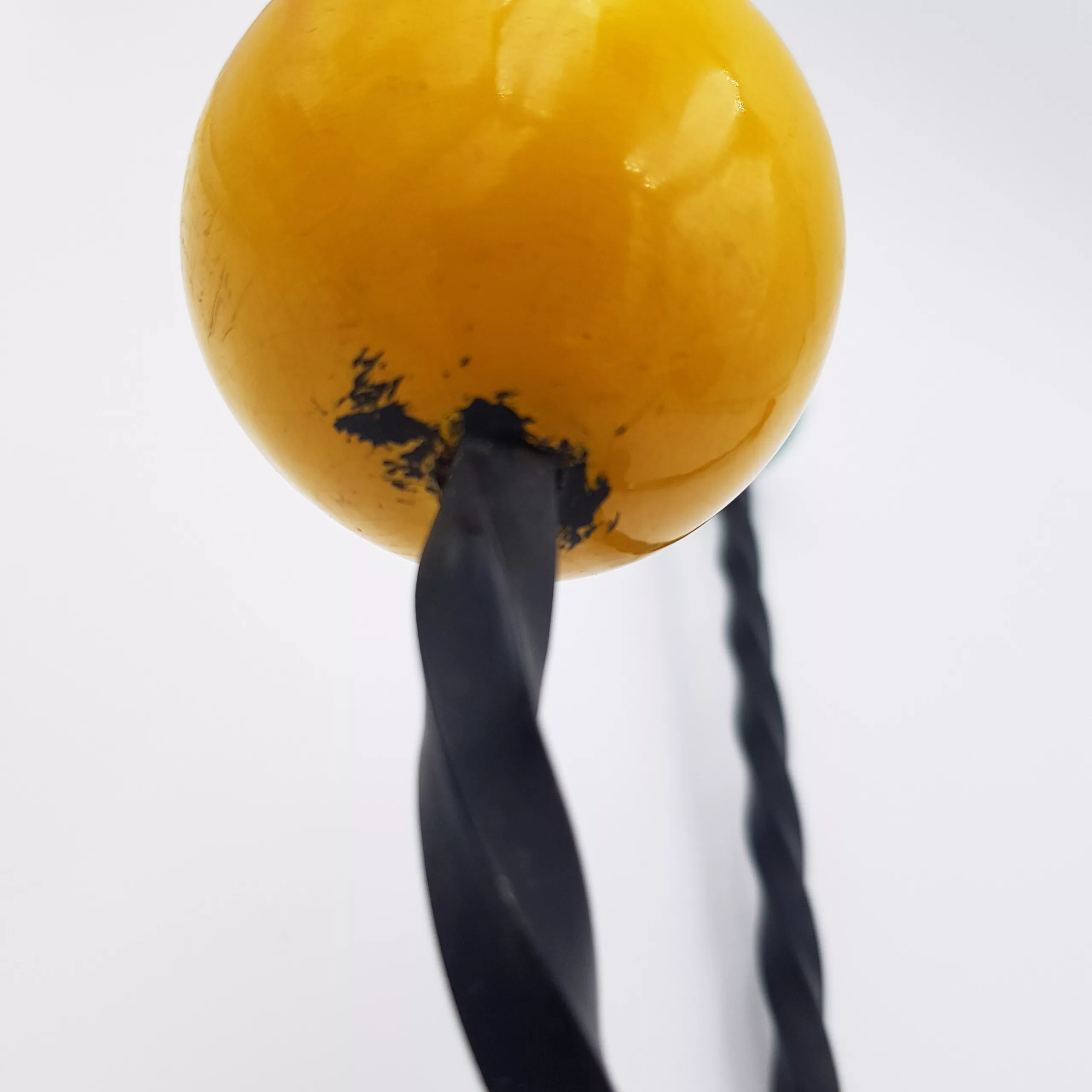 Pair of vintage coat racks twisted metal colored wooden balls