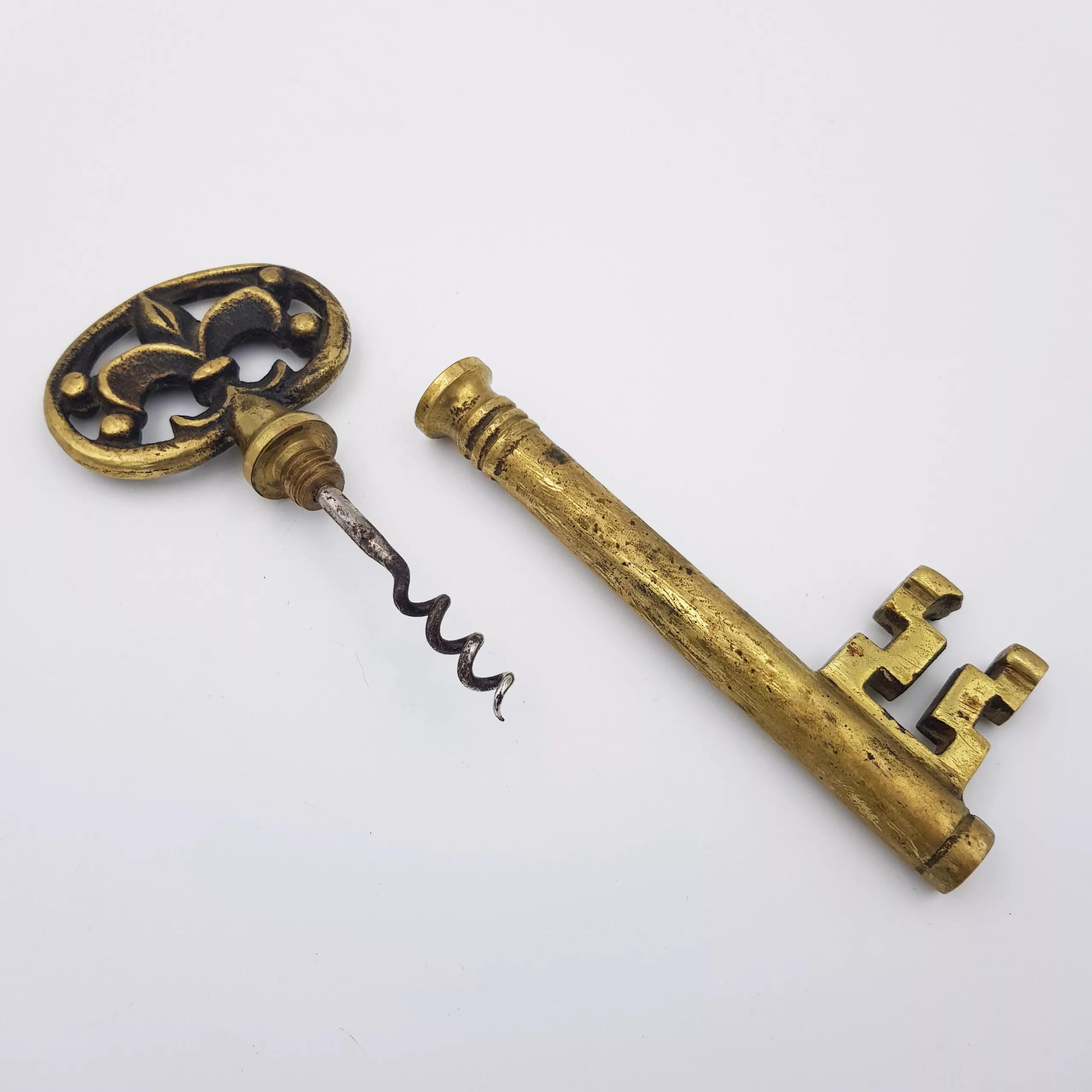 Vintage brass corkscrew shape of a giant key